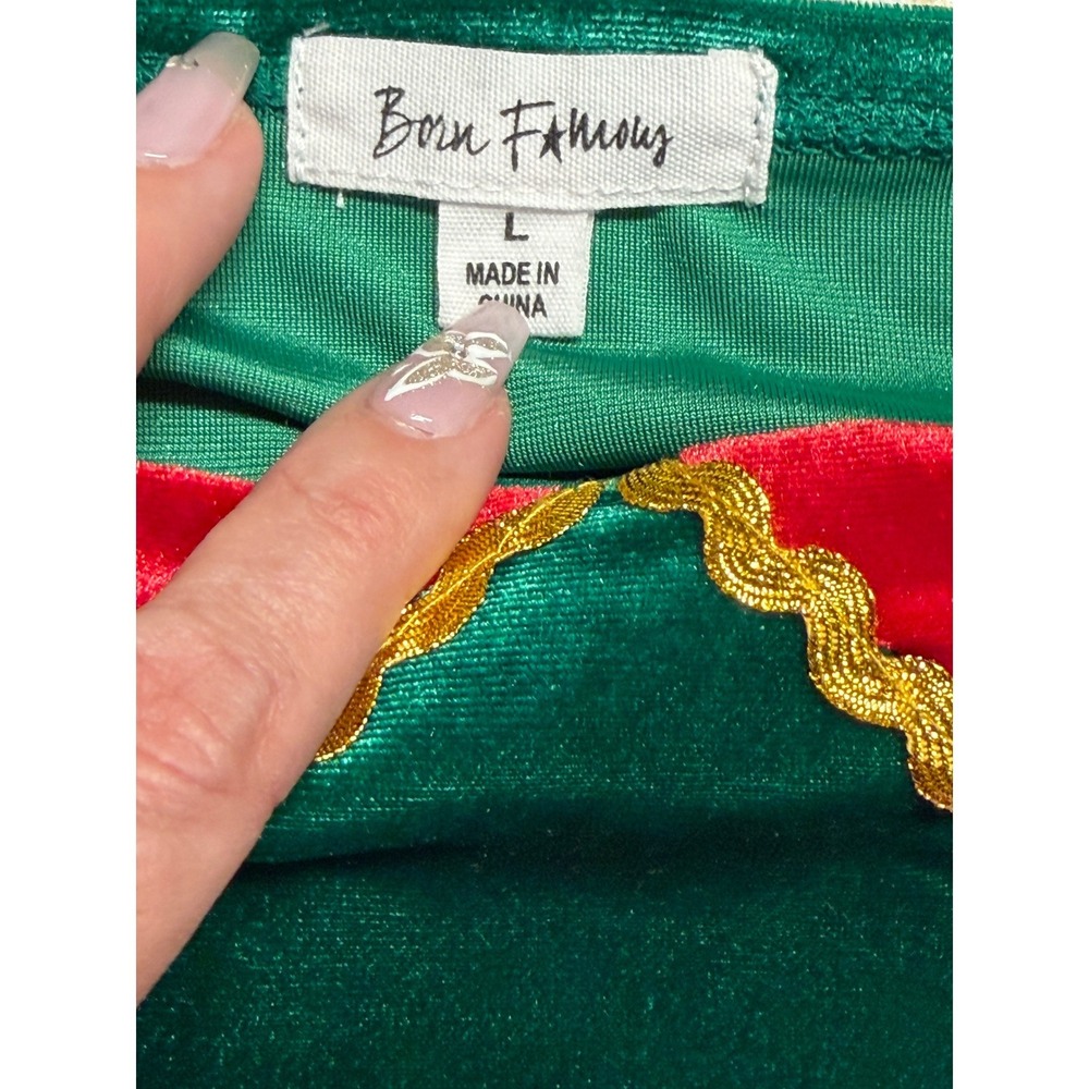 Elf Costume Dress Large Green Red Velvet Tulle Christmas Holiday Party - Picture 7 of 7